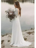 Long Sleeve Ivory Lace Chiffon Beach Wedding Dress